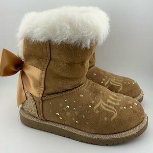 Juicy Couture SZ 10 Gently used Gold and Tan Fur topped Boots
